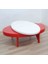 Orta Sehpa Döner Oval Rus Tarz Model Kayın Retro Ayak Mdf Tabla Parlak Beyaz ve Kırmızı El Yapım 1