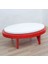 Orta Sehpa Döner Oval Rus Tarz Model Kayın Retro Ayak Mdf Tabla Parlak Beyaz ve Kırmızı El Yapım 3