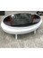 Orta Sehpa Dönerli Oval Rus Tarz Kayın Retro Ayak Mdf Tabla Parlak Beyaz Füme Cam 2