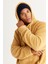 Erkek Hardal Oversize Bol Kesim Kapüşonlu Sherpa Sweatshirt Polar 5