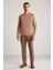 Slim Fit Bisiklet Yaka Camel Merino Yün Triko 5