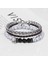 Beyaz Howlite 3 Adet/takım Punk Link Zinciri Bilezik Seti Erkekler Dilek Etiketi Charm Bilezik Labradorit Bakır Zincir Deri Bileklik Takı Homme (Yurt Dışından) 3