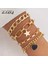 HZS-C06-01-06 Zyzq Trendy Altın Metal Kalın Zincir Bilezikler Kadın Erkek Pentagram Kalp Boncuk Figaro Zincir Charm Bilezik Takı Seti (Yurt Dışından) 2