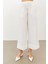 Beyaz Keten Beli Lastikli Yüksek Bel Pantolon 5