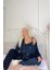 Lacivert Navy Exclusive Kadife Sabahlıklı Kadın Pijama Takımı 2