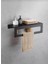 X40 cm Siyah Raflı Vidalı Havlu Askısı, Metal Vidalı Raflı Havluluk, Mutfak, Banyo Raflı 1