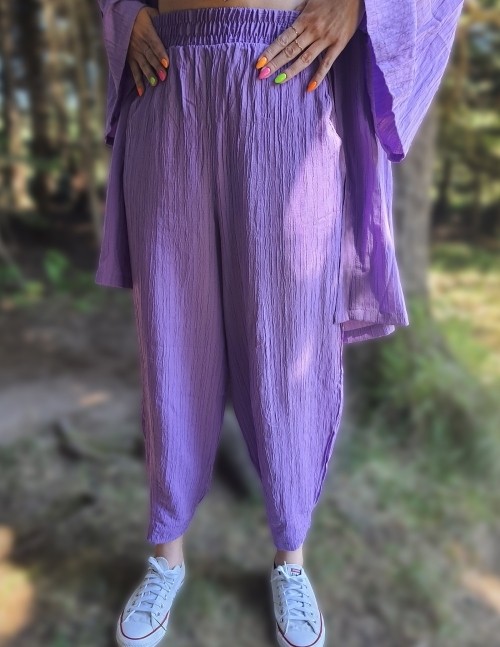 Moda Derin Mor Renk Kimona Takım görsel 2