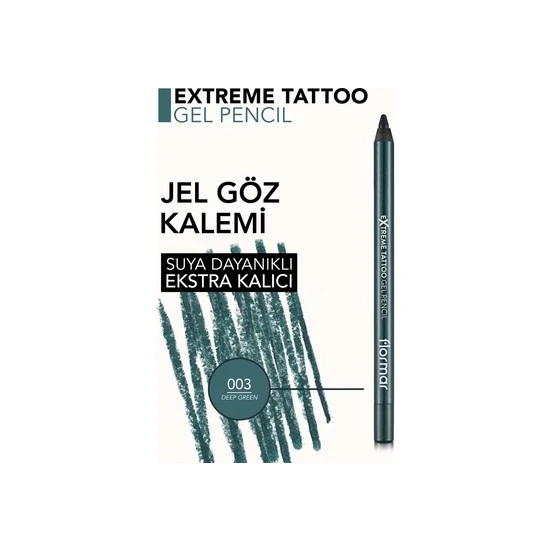 Extreme Tattoo Yoğun Renk Veren Suya Dayanıklı Jel Göz Kalemi (003 Deep Green) 8682536028851