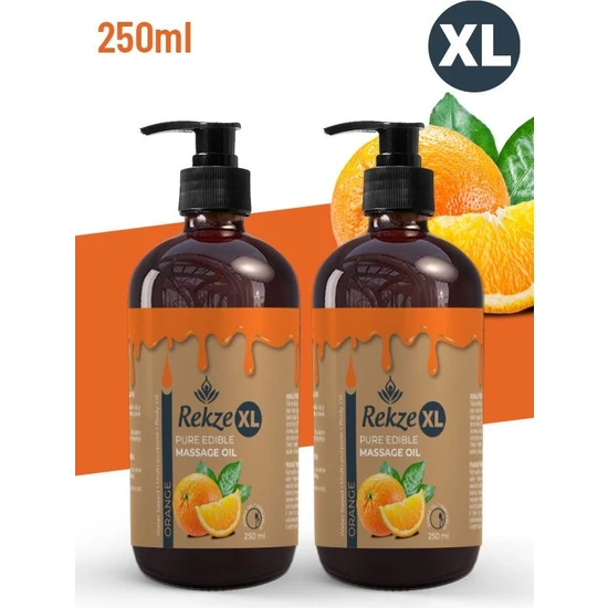 Rekze 2 Adet Portakal Aromalı Yenilebilir Büyük Boy Vücut Aromaterapi Masaj Yağı 250 ml