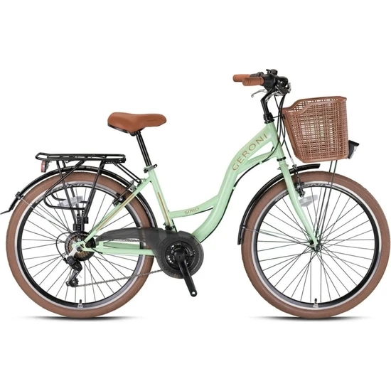 Kron Geroni Sırıo 26 Jant City Bike - 21 Vites - V.b. - Mint Yeşili Kahverengi- Shimano