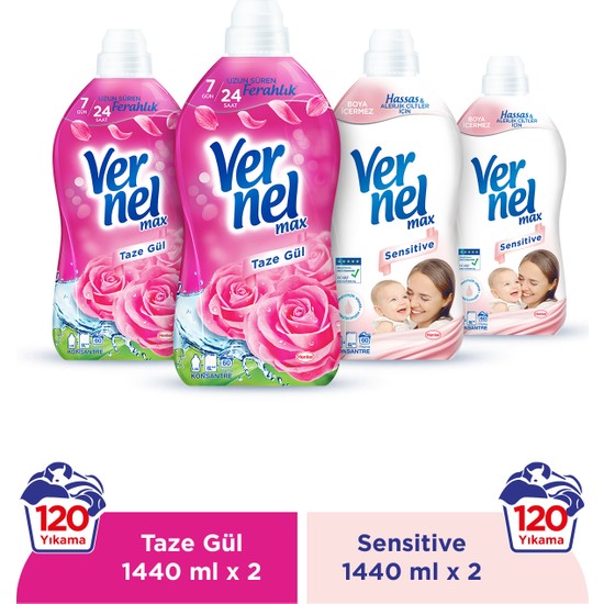 Vernel Max Taze Gül 2x1.44L & Vernel Max Sensitive 2x1.44L Fiyatı