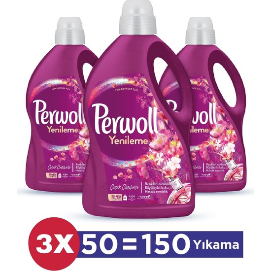 Perwoll Yenileme Çiçek Cazibesi Renkliler 3x2.75L (3'lü Set)