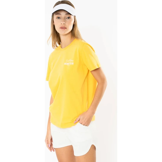 Coredra Racquet Club Regular T-Shirt Kadın - Sarı
