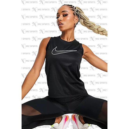Nike Dri-Fıt Swoosh Standart Kesim Siyah Kadın Spor Atlet