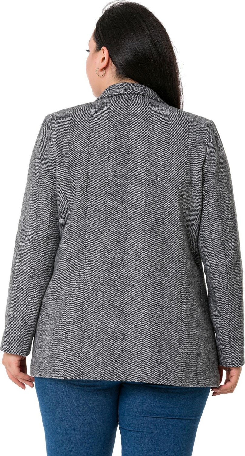 Disentis Modest Büyük Beden Cepli Balıksırtı Blazer Astarlı Ekru Ceket görsel 3