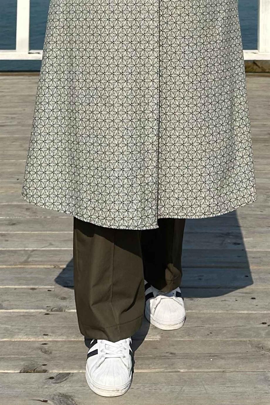Rabia Şamlı Haki Bol Paça Pantolon görsel 3