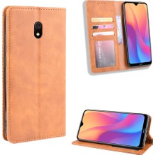 4U Sky Xiaomi Redmi 8A-BROWN Için Retro Style Pu Deri Stand Cüzdan Telefon Kılıfı (Yurt Dışından)