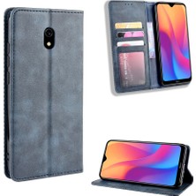 4U Sky Xiaomi Redmi 8A-BLUE Için Retro Style Pu Deri Stand Cüzdan Telefon Kılıfı (Yurt Dışından)