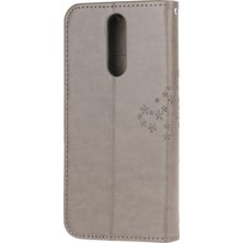 4U Sky Tasarım Tasarım Ağacı Baykuş Cüzdan Deri Kapak Xiaomi Redmi 8-Grey (Yurt Dışından)