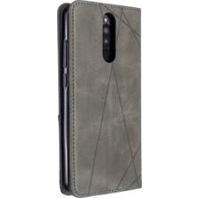 4U Sky Geometrik Desen Stand Deri Kartı Sahibi Xiaomi Redmi 8-Grey Için (Yurt Dışından)