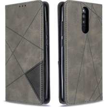 4U Sky Geometrik Desen Stand Deri Kartı Sahibi Xiaomi Redmi 8-Grey Için (Yurt Dışından)