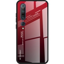 4U Sky Xiaomi Mi 10/mi 10 Pro-Kırmızı Siyah Için Gradyan Renk Temsilli Cam+Pc+Tpu Telefon Kılıfı (Yurt Dışından)