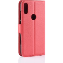 4U Sky Litchi Doku Cüzdan Stand Deri Telefon Kabuğu Xiaomi Redmi Not 7s /not 7 /not 7 Pro (Hindistan) -Red (Yurt Dışından)