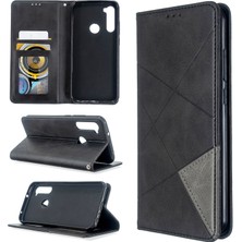 4U Sky Geometrik Desen Stand Deri Kart Tutucu Xiaomi Redmi Note 8t-Black (Yurt Dışından)