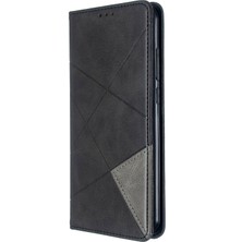 4U Sky Geometrik Desen Stand Deri Kart Tutucu Xiaomi Redmi Note 8t-Black (Yurt Dışından)