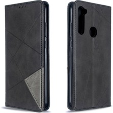 4U Sky Geometrik Desen Stand Deri Kart Tutucu Xiaomi Redmi Note 8t-Black (Yurt Dışından)