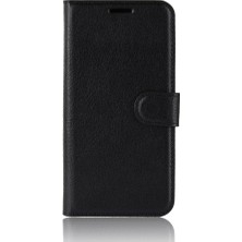 4U Sky Litchi Cilt Cüzdan Deri Deri Stand Telefon Mobil Muhafaza Kapağı Xiaomi Redmi 8A-BLACK (Yurt Dışından)