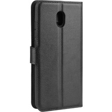 4U Sky Litchi Cilt Cüzdan Deri Deri Stand Telefon Mobil Muhafaza Kapağı Xiaomi Redmi 8A-BLACK (Yurt Dışından)