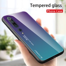 4U Sky Xiaomi Mi 10/mi 10 Pro-Mor Mavi Için Gradyan Renk Temperli Cam+Pc+Tpu Telefon Kasası (Yurt Dışından)