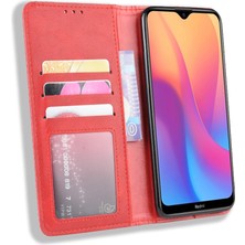 4U Sky Xiaomi Redmi 8A-KIRMIZI Için Retro Tarzı Pu Deri Standı Cüzdan Telefon Kasası (Yurt Dışından)