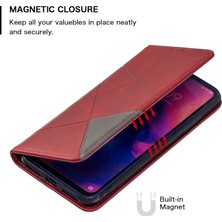 4U Sky Xiaomi Redmi Için Geometrik Desen Deri Kart Tutucu Kılıf Not 7/not 7 Pro (Hindistan)/not 7s-Red (Yurt Dışından)