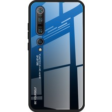 4U Sky Xiaomi Mi 10/mi 10 Pro-Mavi Siyah Için Gradyan Renk Temsilli Cam+Pc+Tpu Telefon Kılıfı (Yurt Dışından)