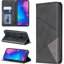 4U Sky Xiaomi Redmi Için Geometrik Desen Deri Kart Tutucu Kılıf Not 7/note 7 Pro (Hindistan)/not 7s-Black (Yurt Dışından)