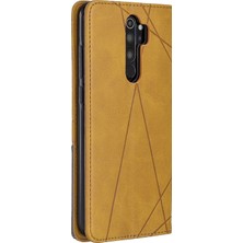 4U Sky Geometrik Desen Standı Deri Kart Tutucu Xiaomi Redmi Note 8 Pro-Sarı Için (Yurt Dışından)