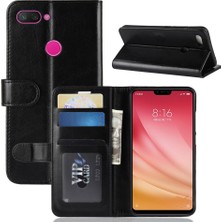 4U Sky Crazy Horse Cüzdan Standı Deri Cep Telefonu Xiaomi Mi 8 Lite/mi 8 Gençlik (Mı 8x) -Black (Yurt Dışından)