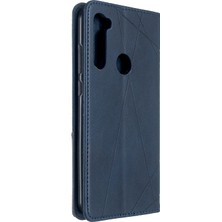 4U Sky Geometrik Desen Standı Deri Kart Tutucu Xiaomi Redmi Note 8t-Mavi (Yurt Dışından)