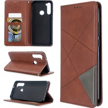 4U Sky Geometrik Desen Standı Deri Kart Tutucu Xiaomi Redmi Note 8t-Brown (Yurt Dışından)