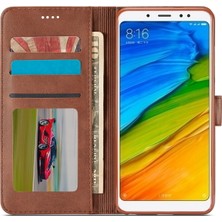 4U Sky Deri Cüzdan Standı Xiaomi Redmi Note 5 Pro (Çift Kamera)/redmi Note 5 (Çin) -Coffee Için Mobil Koruma Çantası (Yurt Dışından)