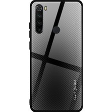 4U Sky Gradyan Renk Temsilli Cam Geri+Xiaomi Redmi Için Yumuşak Tpu Kenar Kabuğu Not 8-Black (Yurt Dışından)