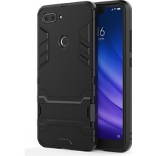 4U Sky Serin Koruma Kickstand Pc Tpu Hibrit Kılıfı Xiaomi Mi 8 Lite/xiaomi Mi 8 Genç (Mı 8x) -Black (Yurt Dışından)