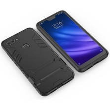 4U Sky Serin Koruma Kickstand Pc Tpu Hibrit Kılıfı Xiaomi Mi 8 Lite/xiaomi Mi 8 Genç (Mı 8x) -Black (Yurt Dışından)