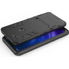 4U Sky Serin Koruma Kickstand Pc Tpu Hibrit Kılıfı Xiaomi Mi 8 Lite/xiaomi Mi 8 Genç (Mı 8x) -Black (Yurt Dışından)