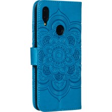 4U Sky Xiaomi Redmi Için Not 7s/not 7/note 7 Pro (Hindistan) Baskı Mandala Çiçek Deri Cüzdanı Kapak Telefon Kılıf Mavisi (Yurt Dışından)