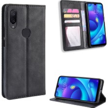 4U Sky Xiaomi Redmi Için Vintage Style Pu Deri Cüzdan Kapağı Not 7s /not 7 /not 7 Pro (Hindistan) -Black (Yurt Dışından)