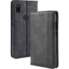 4U Sky Xiaomi Redmi Için Vintage Style Pu Deri Cüzdan Kapağı Not 7s /not 7 /not 7 Pro (Hindistan) -Black (Yurt Dışından)