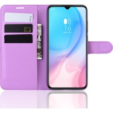 4U Sky Xiaomi Mi Cc9/ Mi Cc9 Meitu Edition/ Mi 9 Lite-Mor Için Litchi Deri Deri Cüzdan Kılıfı (Yurt Dışından)